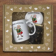 Kubki - Zestaw prezentowy w kartoniku w serduszka dla dziadka - kubek z imieniem + herbata - miniaturka - grafika 1