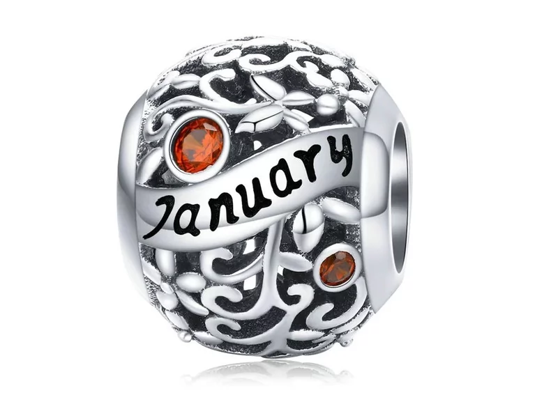 Pandora Valerio.pl Rodowany srebrny charms do miesiąc styczeń month january cyrkonie srebro 925 CHARM214 CHARM214