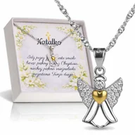 Biżuteria dla dzieci - Srebrny 925 Rodowany Naszyjnik Anioł z Sercem Komunia - miniaturka - grafika 1