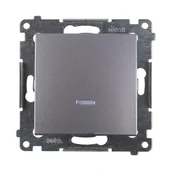 Wyłączniki światła i elektryczne - Simon Włącznik pojedynczy z podświetleniem 54 srebrny - miniaturka - grafika 1