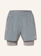 Spodenki damskie - Asics Szorty Do Biegania 2 W 1 Road grau - miniaturka - grafika 1