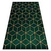 Dywany - Dywan EMERALD ekskluzywny 1014 glamour, stylowy kostka butelkowa zieleń / złoty, 80x150 cm - miniaturka - grafika 1