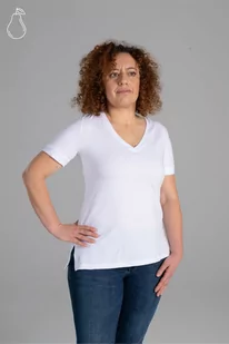 Koszulka premium bawełna a'la Supima figura gruszka biała 2XL / Biały - Koszulki i topy damskie - miniaturka - grafika 1