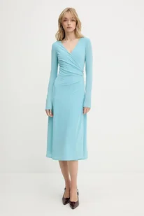 Karl Lagerfeld sukienka kolor turkusowy midi prosta A3W13042 - Sukienki - miniaturka - grafika 1