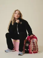 Bluzy dla dziewczynek - 4F Polar oversize bez kaptura dziewczęcy - czarny 158/164 (12-14 lat) - miniaturka - grafika 1