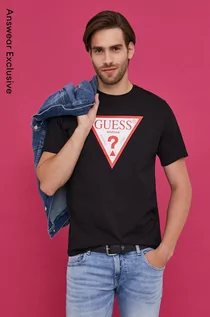 Koszulki męskie - Guess T-shirt męski kolor czarny z nadrukiem - grafika 1