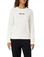 Bluzy damskie - Armani Exchange Damska bluza z logo Capsule Round Neck French Terry, biały, S - miniaturka - grafika 1