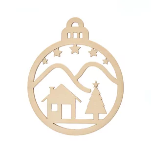 Drewniana Bombka Choinkowa Zaśnieżony Domek - Bombki - miniaturka - grafika 1