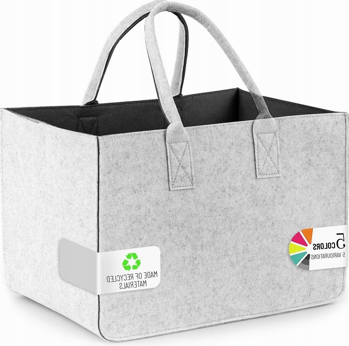 TORBA NA ZAKUPY FILCOWA 30L KOSZYK SKŁADANY UCHWYT WYTRZYMAŁA SZARA