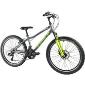 Rowery - Rower młodzieżowy INDIANA Rock Jr 24 cale dla chłopca Szaro-limonkowy - miniaturka - grafika 1