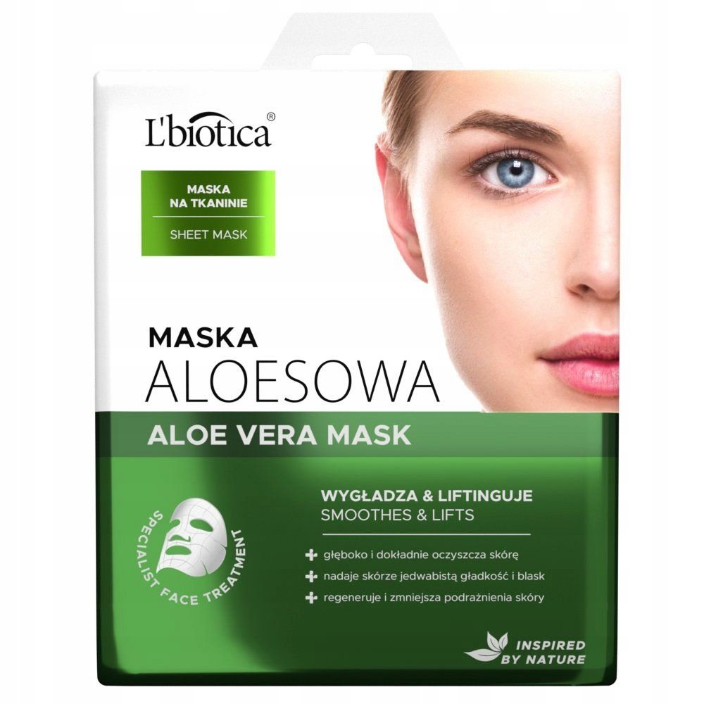 Lbiotica Maska Aloesowa oczyszczanie nawilżanie - nasączona tkanina aloes 23ml