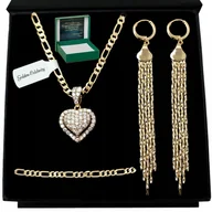 Zestawy biżuterii dla kobiet - BIŻUTERIA STAL CHIRURGICZNA NASZYJNIK SERCE ŁAŃCUSZEK ZAWIESZKA KOLCZYKI - miniaturka - grafika 1