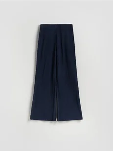 Reserved - Strukturalne spodnie - granatowy - Spodnie damskie - miniaturka - grafika 1