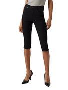 Spodnie damskie - VERO MODA Damskie spodnie jeansowe Capri VMJune Flex do kolan, czarny, XL - miniaturka - grafika 1