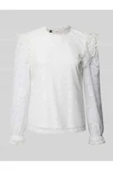 Koszulki i topy damskie - Bluzka z długim rękawem i obszyciem koronką model COLLINE - Pieces - miniaturka - grafika 1