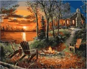 Malowanie po numerach - Diamentowa mozaika Dom, ognisko 1006446 - miniaturka - grafika 1