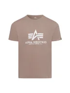 Koszulki męskie - Alpha Industries T-shirt męski Mężczyźni Bawełna beżowy nadruk, S - miniaturka - grafika 1