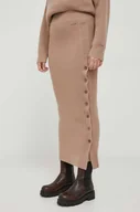 Spódnice - Calvin Klein spódnica wełniana kolor beżowy maxi ołówkowa - miniaturka - grafika 1
