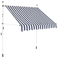 Markizy - vidaXL Markiza zwijana ręcznie, 200 cm, niebiesko-białe pasy - miniaturka - grafika 1
