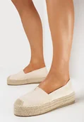 Espadryle damskie - Beżowe Espadryle na Plecionej Podeszwie z Ozdobnymi Noskami Litherise - miniaturka - grafika 1