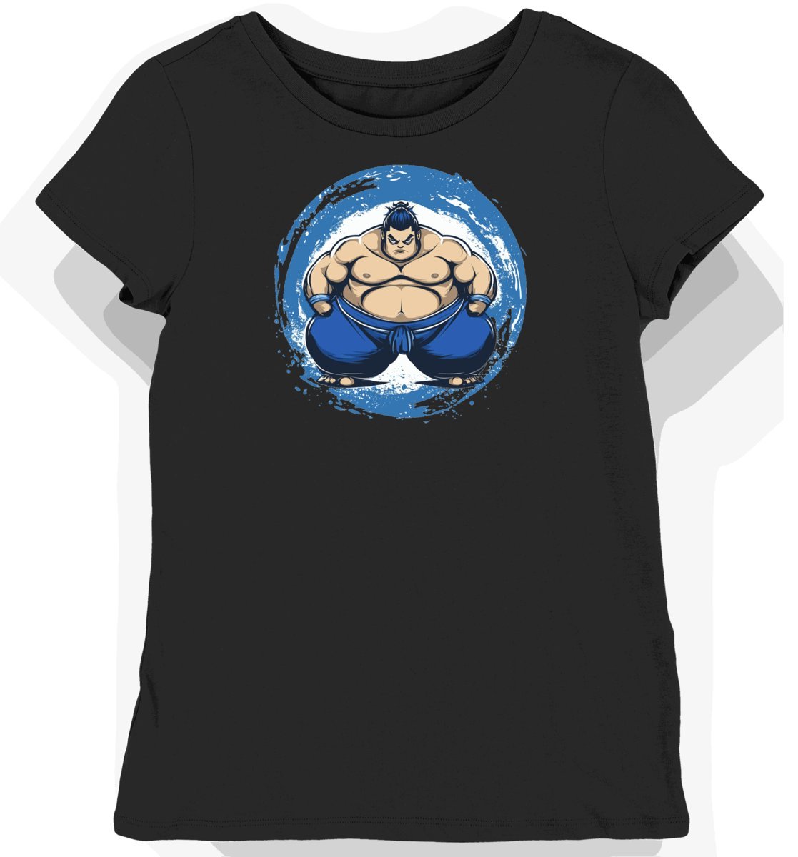 Koszulka damska czarna z motywem sportowego sumo M