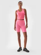 Spodnie sportowe damskie - Damskie legginsy krótkie treningowe 4F 4FWAW24TFSTF012  - różowe - miniaturka - grafika 1