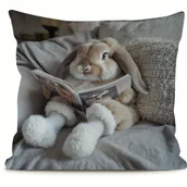 Inne - TEMU 1 szt. Poduszka z królikiem z długimi uszami - Miękka do salonu, sypialni, samochodu - Podwójna strona z nadrukiem na wiosnę i , zamknięcie na - miniaturka - grafika 1
