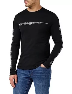 Armani Exchange Koszulka męska Soundwave z logo, Music Icons On Sleeves, czarny, XL - Koszulki męskie - miniaturka - grafika 1