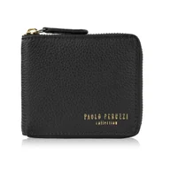 Portfele - Portfel damski skórzany mały czarny w orientacji poziomej z RFID Paolo Peruzzi KV-04-BL - miniaturka - grafika 1