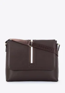 Męska torba na laptopa 15,6” skórzana z tasiemką ciemny brąz - Torby na laptopy - miniaturka - grafika 1