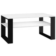 Ławy i stoliki kawowe - Stolik Kawowy Nowoczesny Biały Z Półką + Czarny L4-G58 - miniaturka - grafika 1