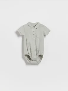 Reserved - Bawełniane body z kołnierzykiem - jasnozielony - Body dla niemowląt - miniaturka - grafika 1
