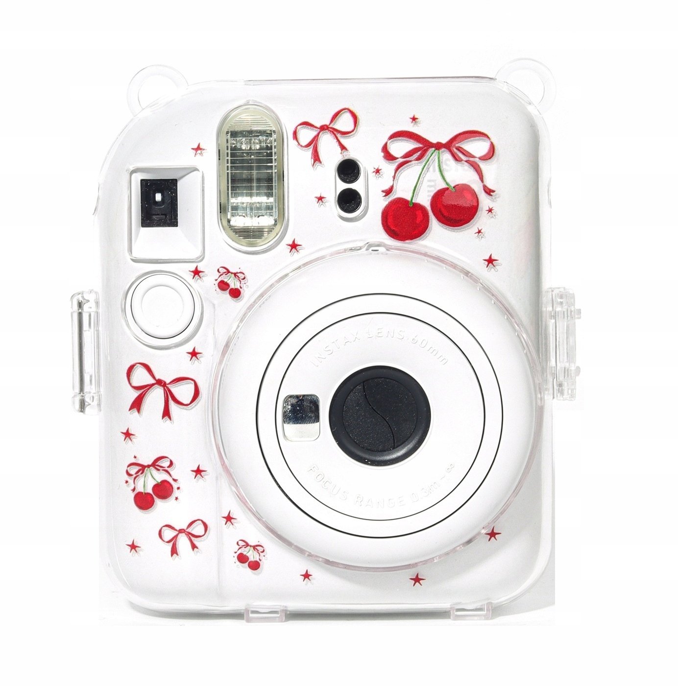 Pokrowiec LoveInstant Futerał Etui Pokrowiec Case Osłona Do Fuji Instax Mini 12 Sztywny + Pasek / Czerwone Wiśnie