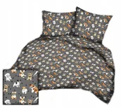 Pościel - pościel bawełna lux 200x200 + 2 poszewka B 307-5 psiaki na graficie - miniaturka - grafika 1
