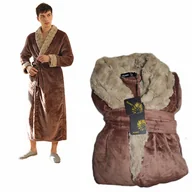 Piżamy damskie - Szlafrok Męski Miękki Ciepły Plusz Długi Gruby L - miniaturka - grafika 1