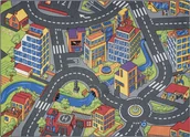 Dywany dla dzieci - DYWAN REBEL ROADS Town life 97 Duże miasto, ulice dla dzieci antypoślizgowy - szary 95x133 cm - miniaturka - grafika 1