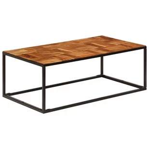 vidaXL Stolik kawowy z drewna akacjowego i stali, 110x40x60 cm - Ławy i stoliki kawowe - miniaturka - grafika 1