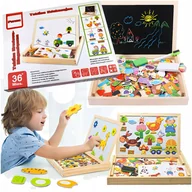 Tablice dla dzieci - Tablica Edukacyjna Magnetyczna Drewniana Kredowa Wielofunkcyjna Dla Dzieci - miniaturka - grafika 1