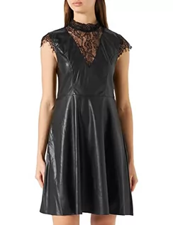 Sukienki - ONLY ONLMISTY damska sukienka ze sztucznej skóry, z linii A, czarna, S - grafika 1