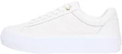Koszulki i topy damskie - Tommy Hilfiger Damskie trampki na platformie TH pikowane FW0FW09265 Low Top, białe (Ecru), 37, Biały Ecru, 37 EU - miniaturka - grafika 1
