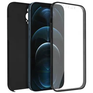 Etui i futerały do telefonów - Etui 360° do iPhone'a 12 Pro Max Elastyczny przód i sztywny tył — czarne - miniaturka - grafika 1