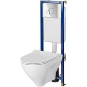 Stelaże i zestawy podtynkowe do WC - Zestaw Cersanit Mille SET B600 miska WC CleanOn wisząca z deską wolnoopadającą Slim i stelaż podtynkowy Tech Line Base z przyciskiem - miniaturka - grafika 1