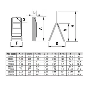 Schodki aluminiowe dwustronne ALVE FORTE z uchwytem, 2x6 stopni, wysokość 1,28 m - Pozostałe wyposażenie warsztatu - miniaturka - grafika 2