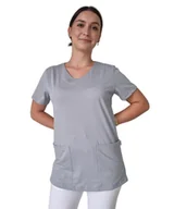 Bluzy damskie - Bluza Medyczna Szara Elastyczna Bawełna Roz. L - miniaturka - grafika 1