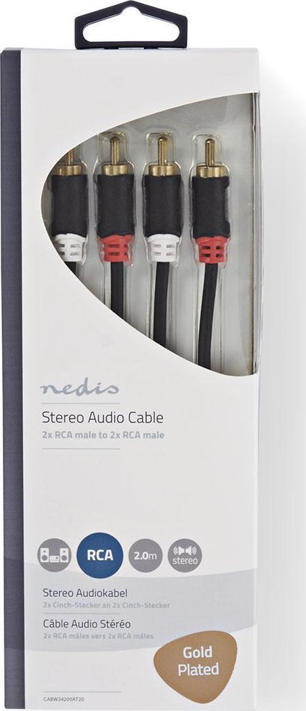 Nedis Audio Cable 2x RCA -> 2 x RCA 2m Black