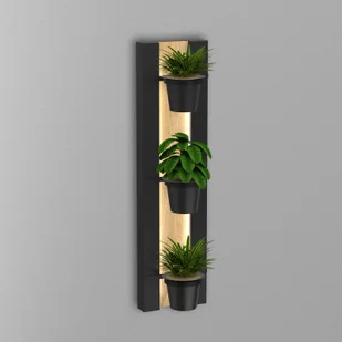 Luminex Kinkiet Shelf, stalowy w kolorze czarnym/drewnianym, wysokość 90 cm - Lampy ścienne - miniaturka - grafika 1