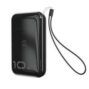 Baseus Mini S power bank 10000mAh 18W bezprzewodowa ładowarka Qi 10W USB / USB Typ C PowerDelivery QC3.0 czarny (PPXFF10W-01) - Ładowarki do telefonów - miniaturka - grafika 1