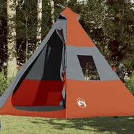 Namioty - vidaXL Namiot, 7-os., szaro-pomarańczowy, 350x350x280 cm, tafta 185T - miniaturka - grafika 1