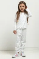 Spodnie i spodenki dla dziewczynek - Spodnie dresowe w typie jogger dla dziecka, MMD38, białe - miniaturka - grafika 1