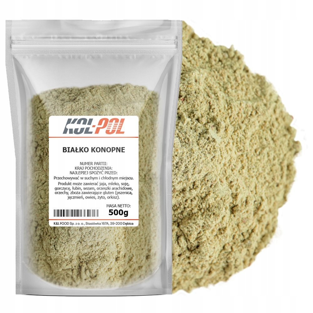 BIAŁKO KONOPNE 500g Naturalne roślinne w proszku z konopi jakość Kol-Pol